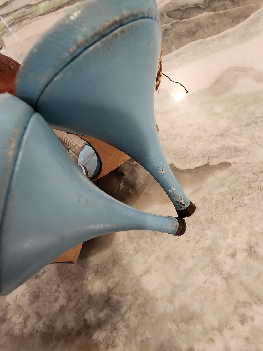 Manolo Blahnik Blue Beaded Strap Toe-Loop Sandals - Picture 9 of 13